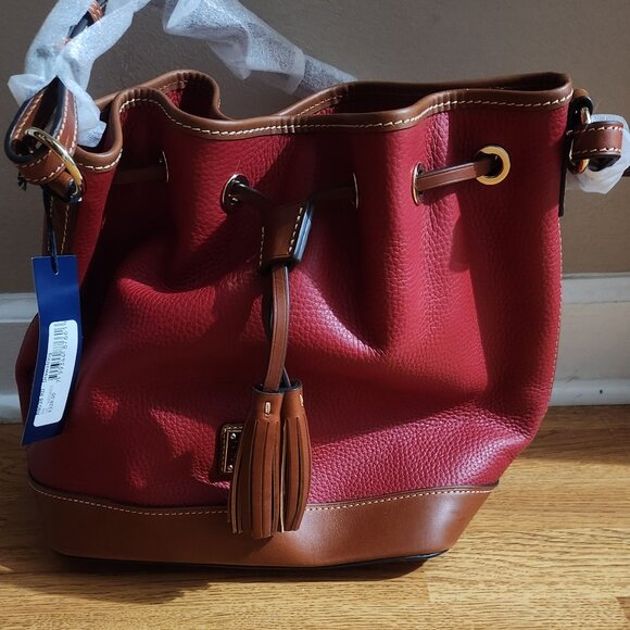 Red Leather Draw String bag - Picture 3 of 3